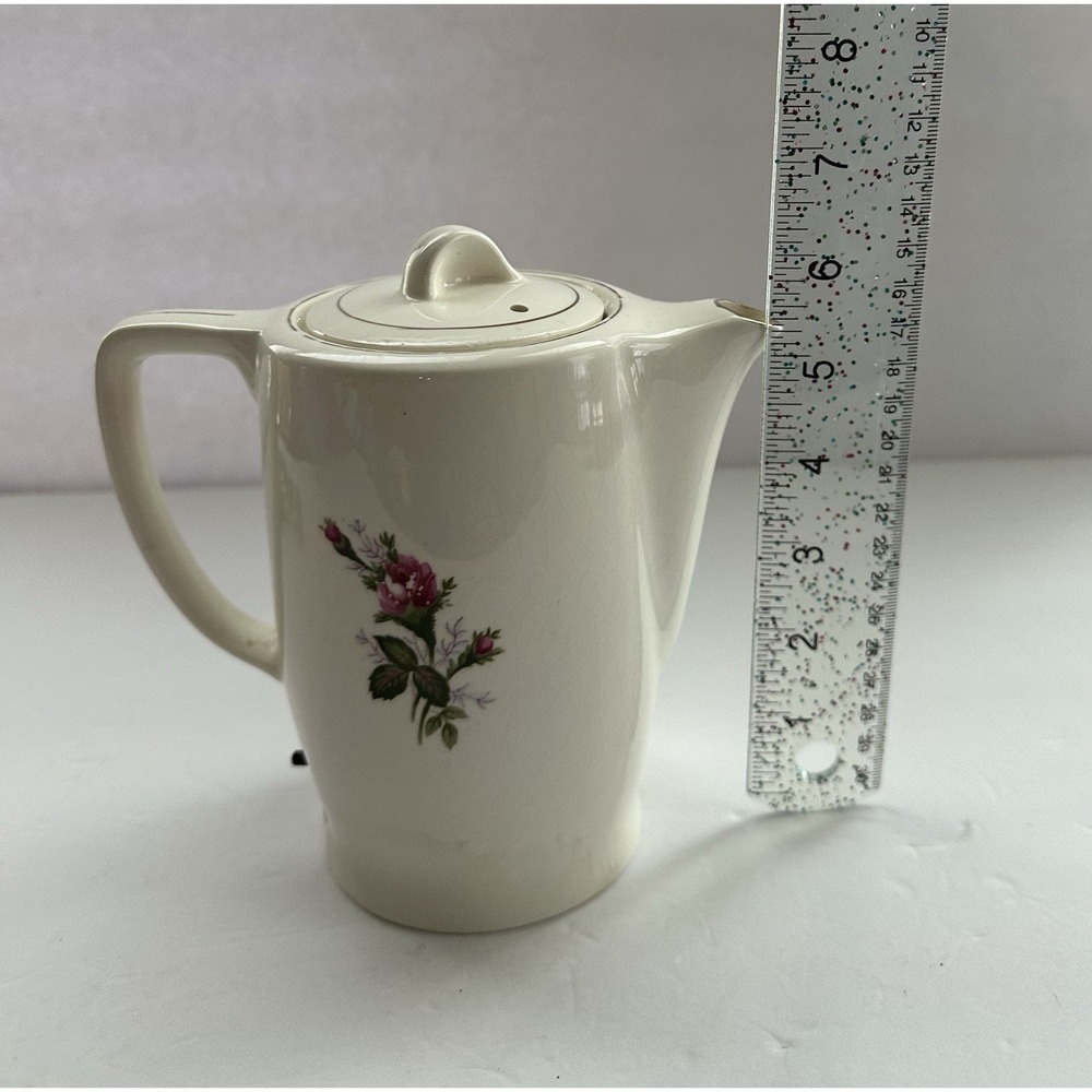 Vintage Japan Ceramic Electric Tea Coffee Pot Pink Roses 120V 350W w/Cord - Picture 9 of 10